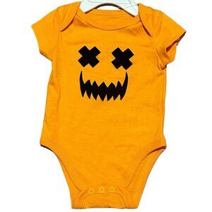 10 Threads Halloween Orange Jack-o-Lantern One Piece Shirt / Top Size 0-3 Months